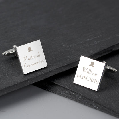 Personalised Decorative Wedding Any Role Square Cufflinks - Personalise It!