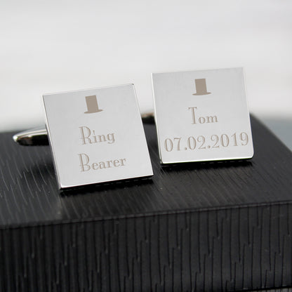 Personalised Decorative Wedding Any Role Square Cufflinks - Personalise It!