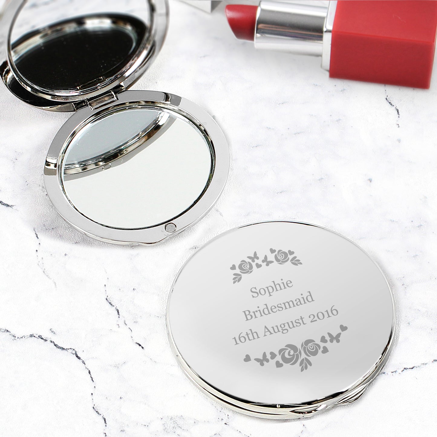Personalised Vintage Rose Compact Mirror - Personalise It!