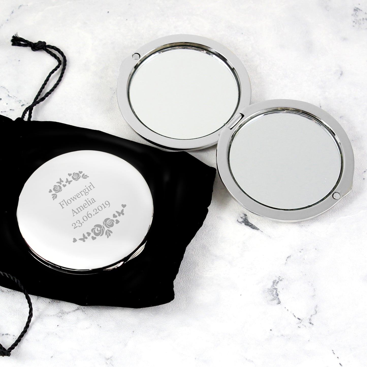 Personalised Vintage Rose Compact Mirror - Personalise It!