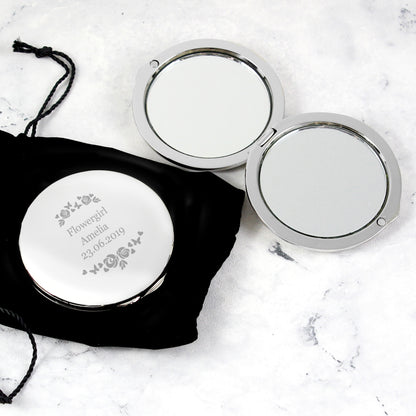 Personalised Vintage Rose Compact Mirror - Personalise It!