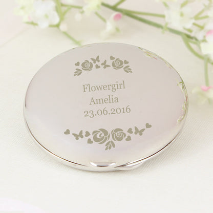 Personalised Vintage Rose Compact Mirror - Personalise It!