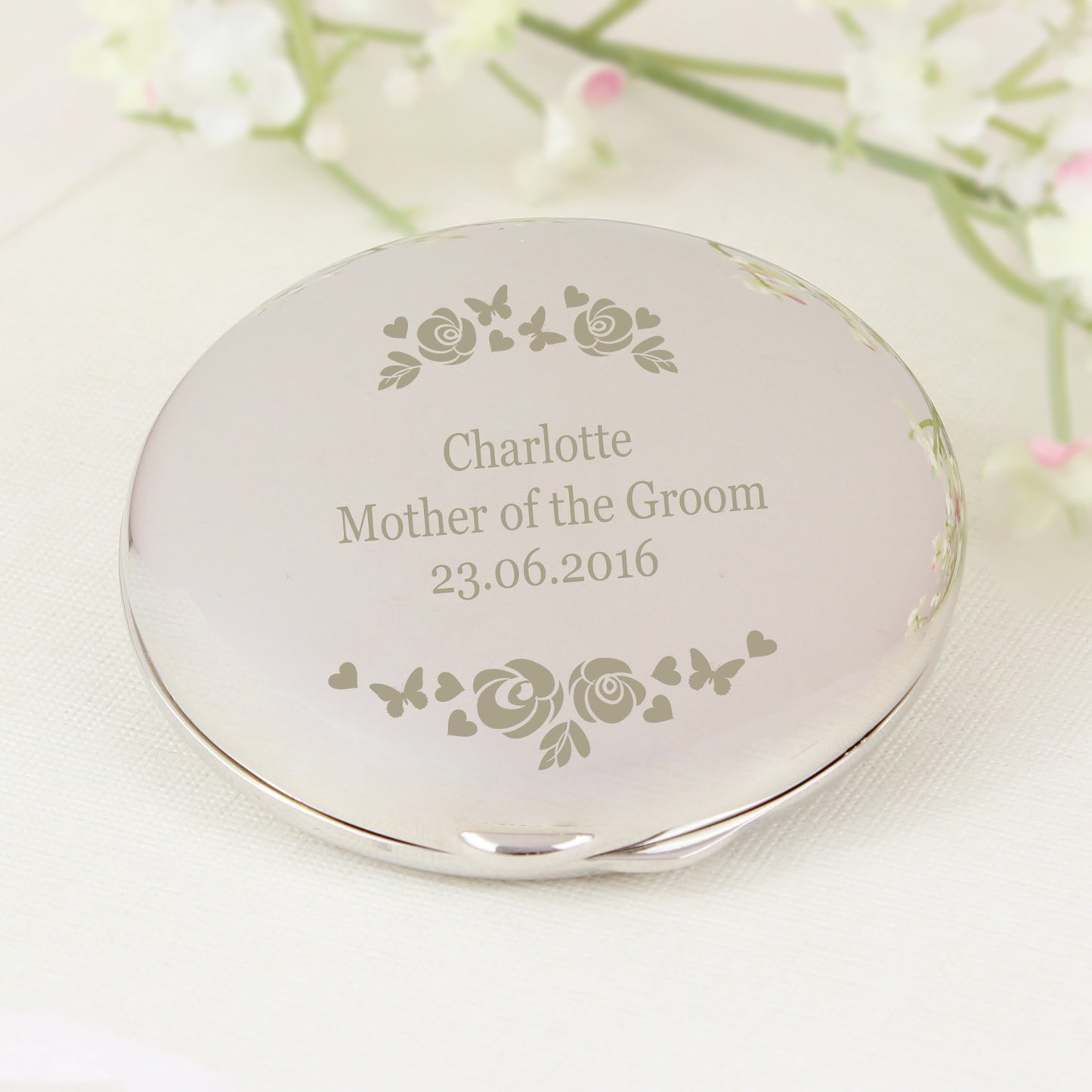Personalised Vintage Rose Compact Mirror - Personalise It!
