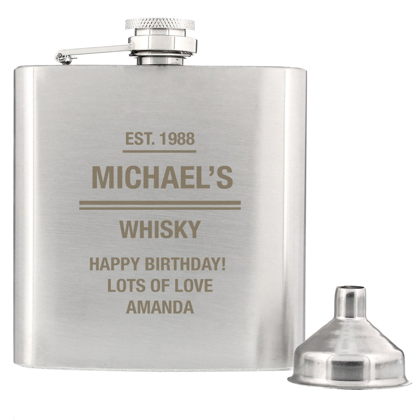 Personalised Any Message Stainless Steel Hip Flask - Personalise It!