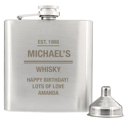 Personalised Any Message Stainless Steel Hip Flask - Personalise It!
