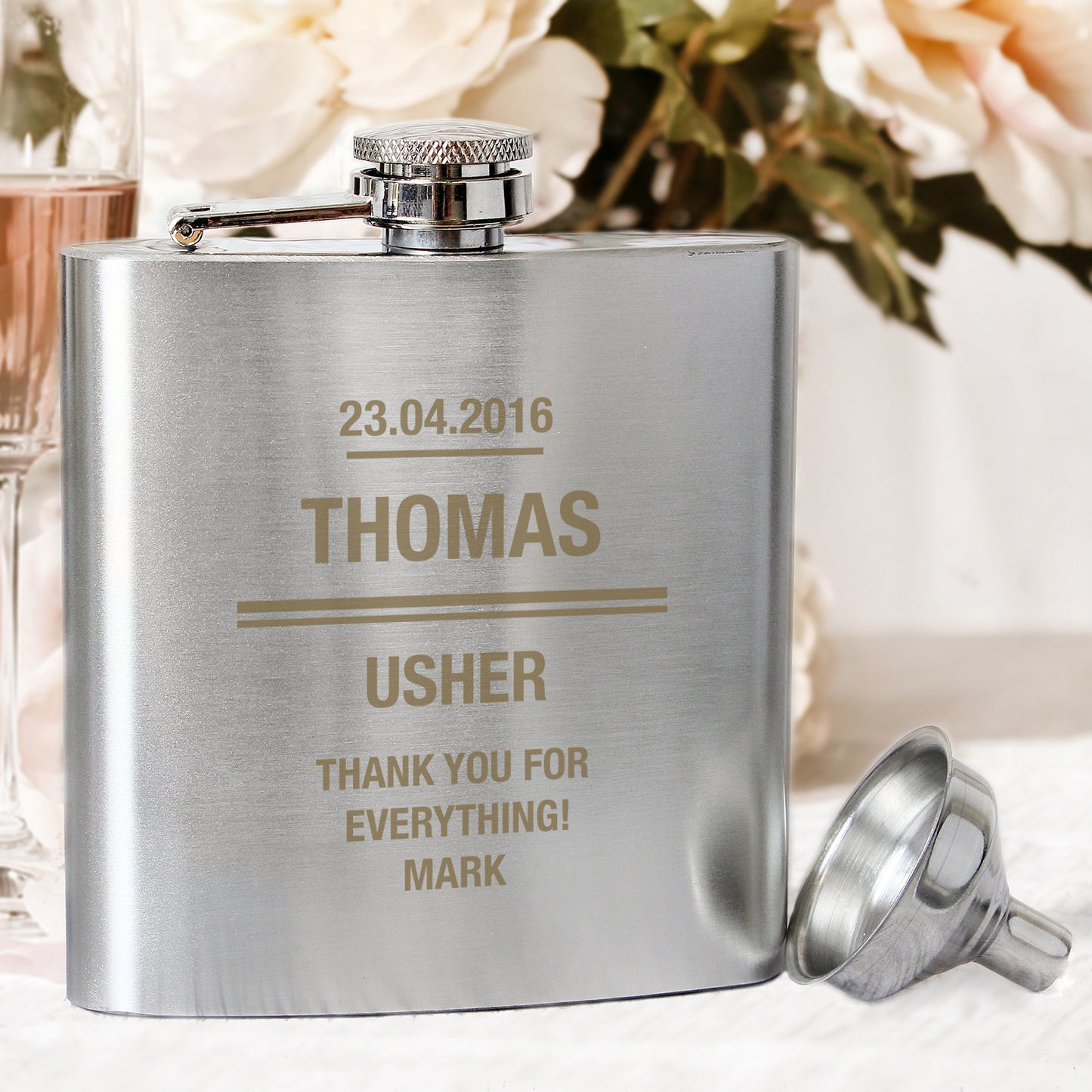 Personalised Any Message Stainless Steel Hip Flask - Personalise It!