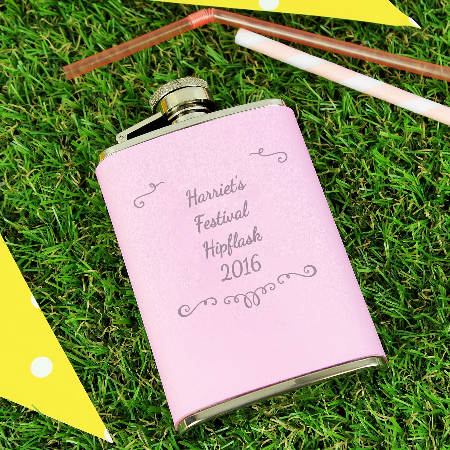 Personalised Ornate Pink Hip Flask - Personalise It!