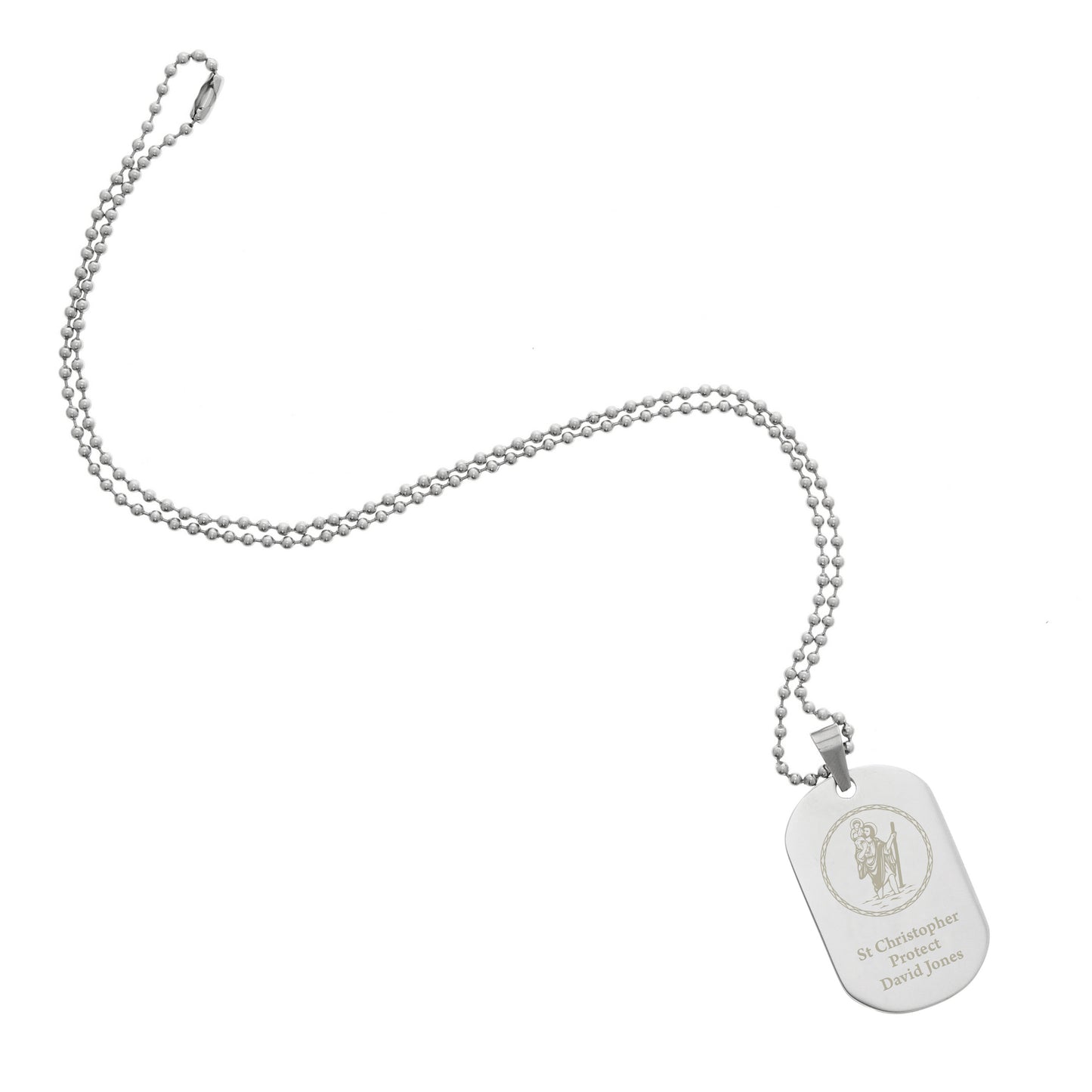 Personalised St Christopher Stainless Steel Dog Tag Necklace - Personalise It!