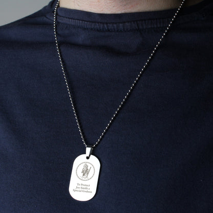Personalised St Christopher Stainless Steel Dog Tag Necklace - Personalise It!
