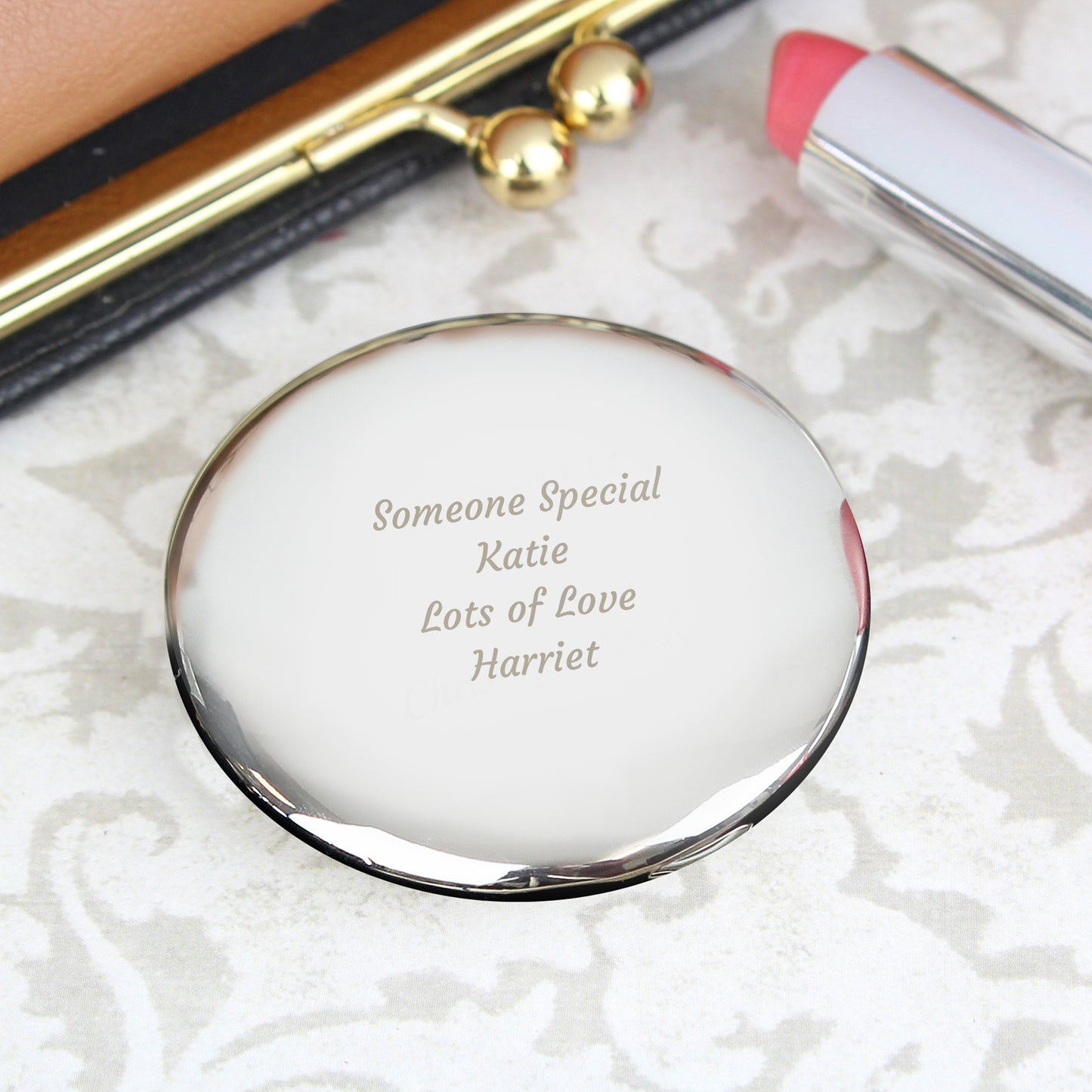 Personalised Any Message Compact Mirror - Personalise It!