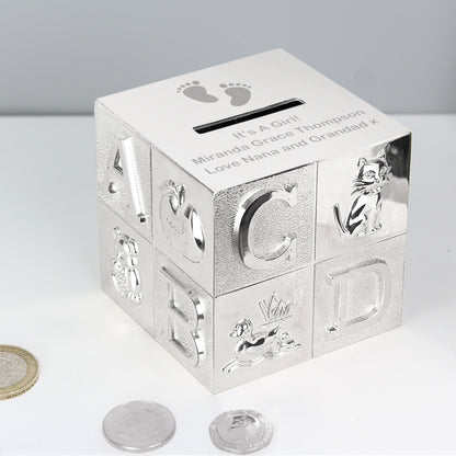 Personalised Footprints ABC Money Box - Personalise It!