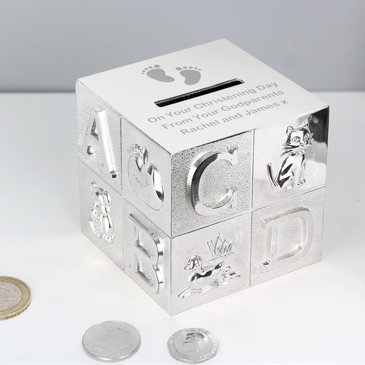 Personalised Footprints ABC Money Box - Personalise It!