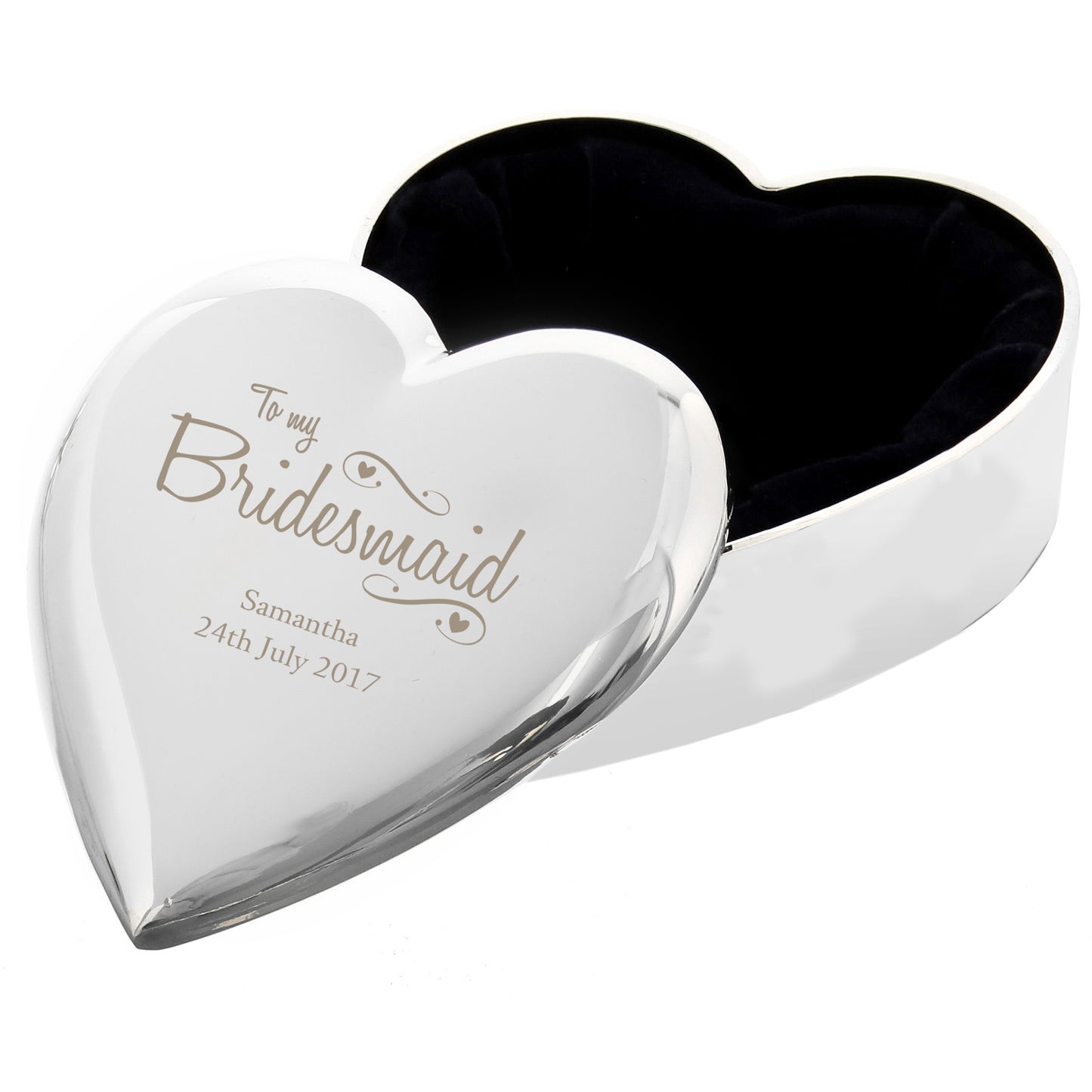 Personalised Bridesmaid Swirls & Hearts Trinket Box - Personalise It!