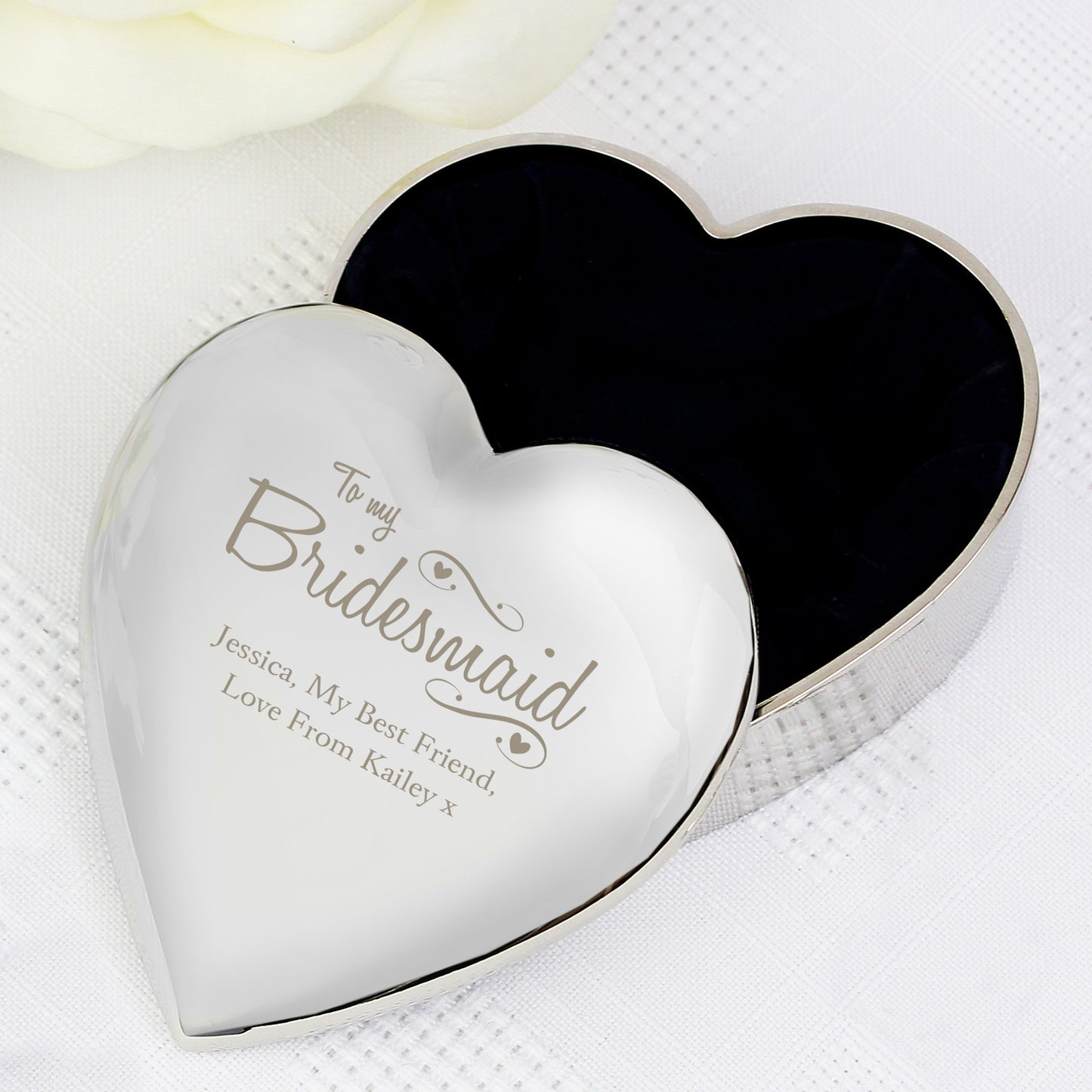 Personalised Bridesmaid Swirls & Hearts Trinket Box - Personalise It!