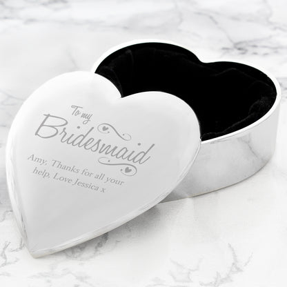 Personalised Bridesmaid Swirls & Hearts Trinket Box - Personalise It!