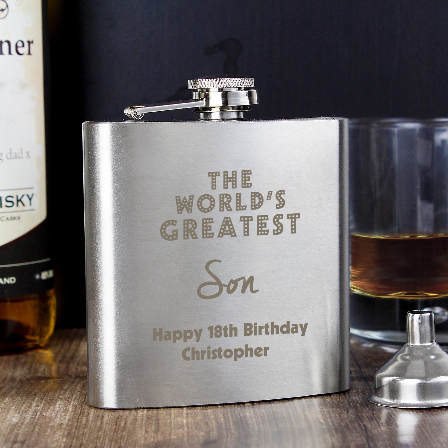 Personalised 'The World's Greatest' Hip Flask - Personalise It!