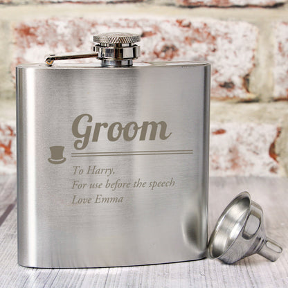 Personalised Groom Hip Flask - Personalise It!