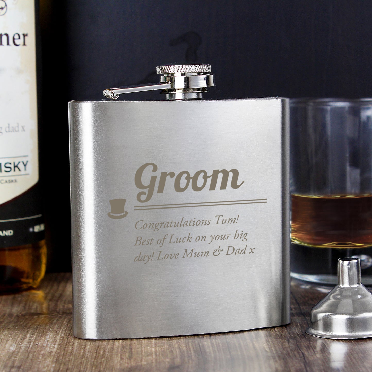 Personalised Groom Hip Flask - Personalise It!