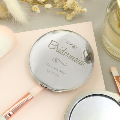 Personalised Any Message Swirls & Hearts Compact Mirror - Personalise It!