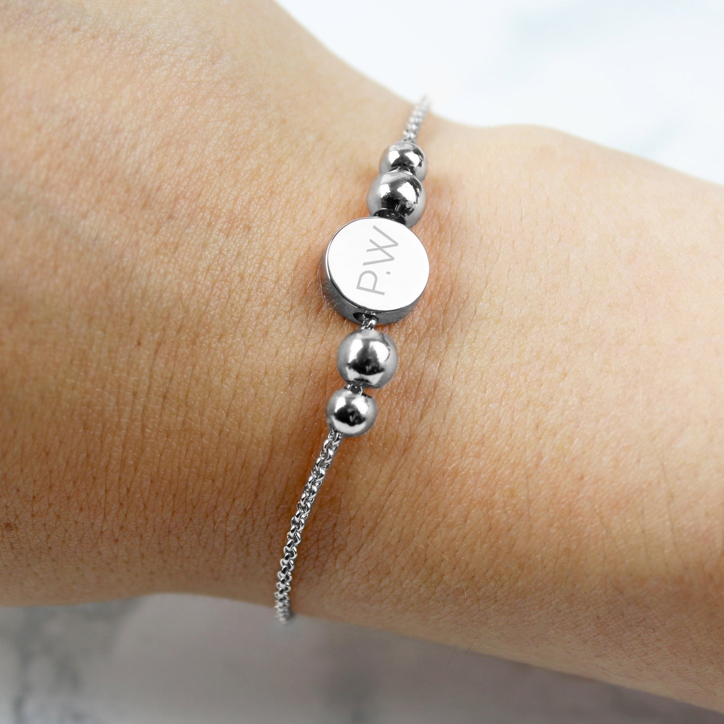 Personalised Silver Plated Initials Disc Bracelet - Personalise It!