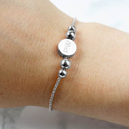 Personalised Silver Plated Initials Disc Bracelet - Personalise It!
