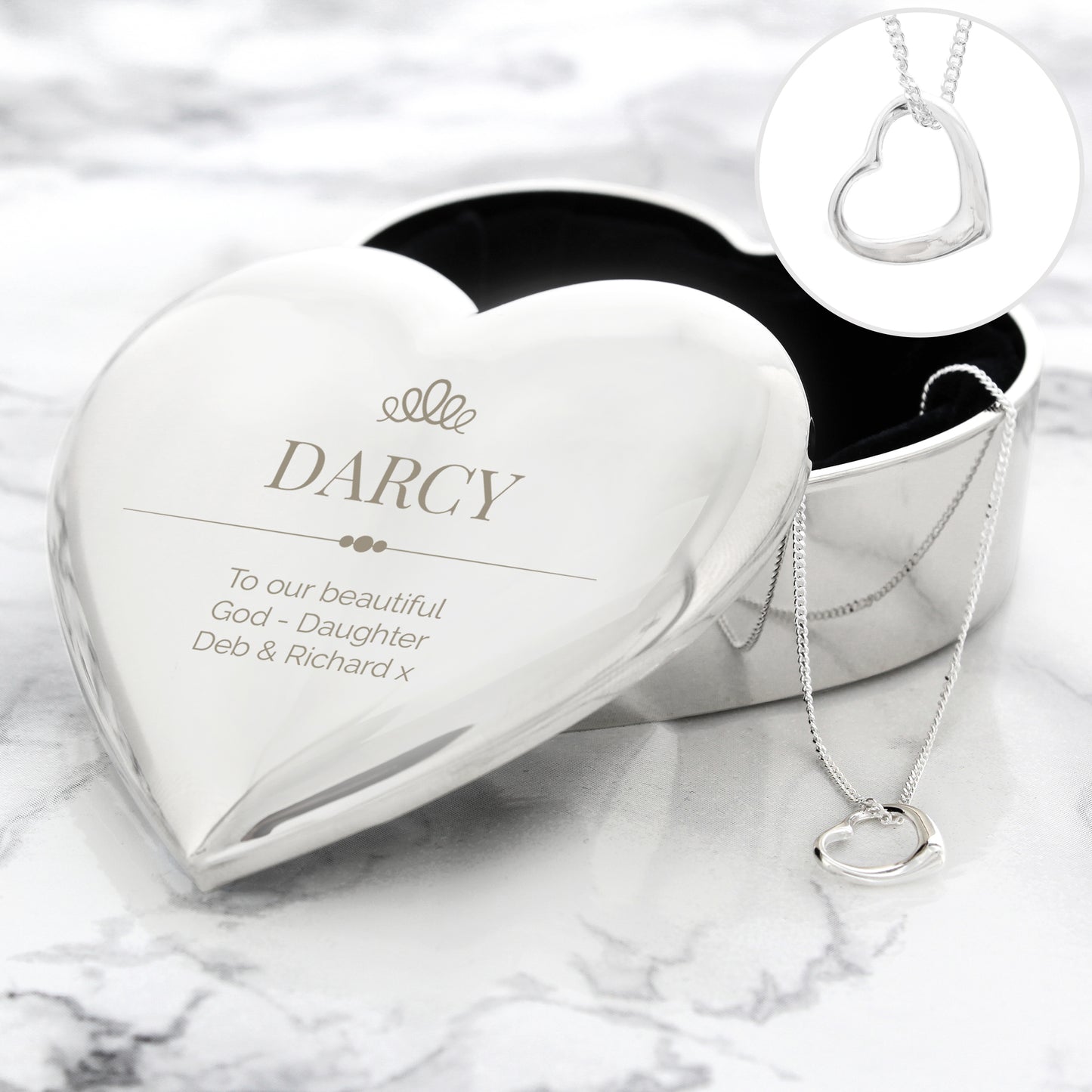 Personalised Elegant Crown Heart Trinket Box & Necklace Set - Personalise It!