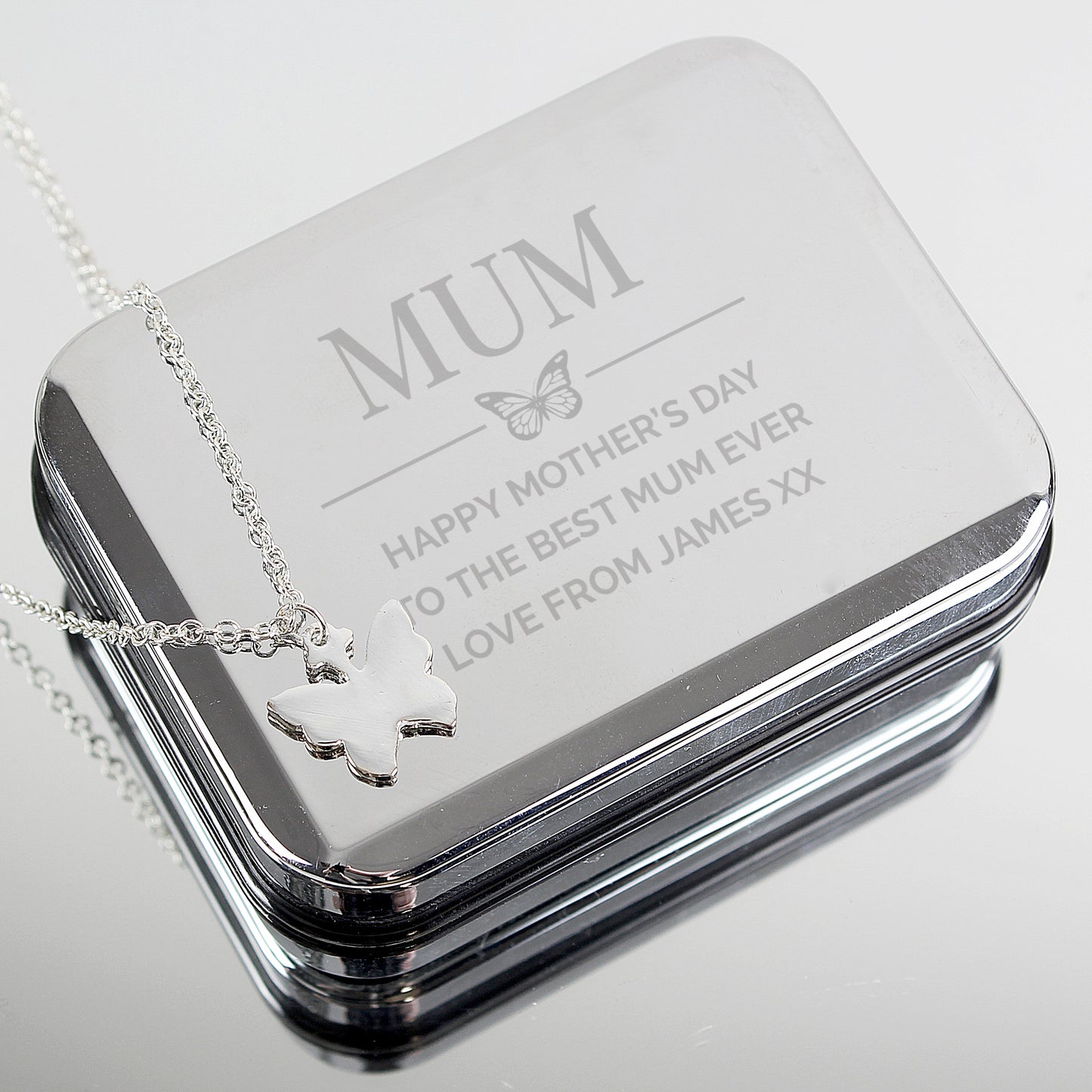 Personalised Box and Butterfly Necklace - Personalise It!