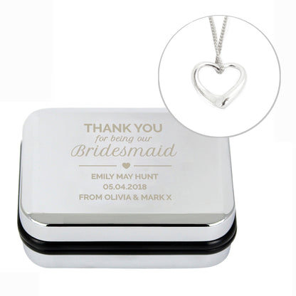 Personalised Bridesmaid Box and Heart Necklace - Personalise It!