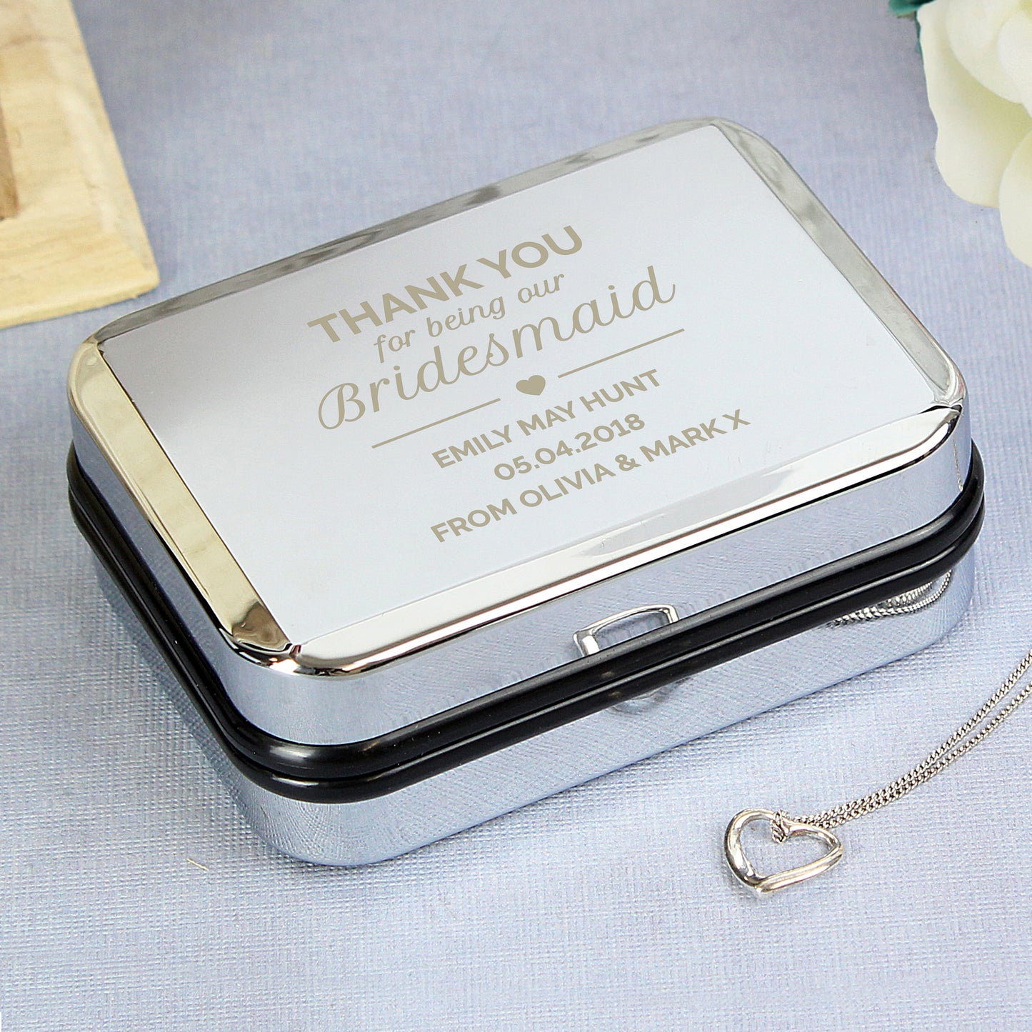 Personalised Bridesmaid Box and Heart Necklace - Personalise It!