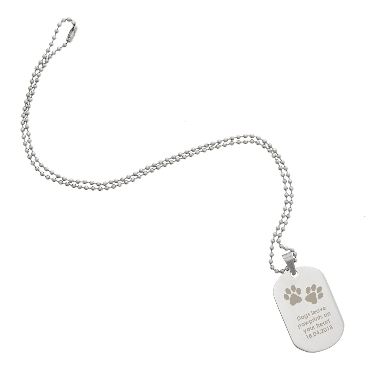 Personalised Pawprints Stainless Steel Dog Tag Necklace - Personalise It!