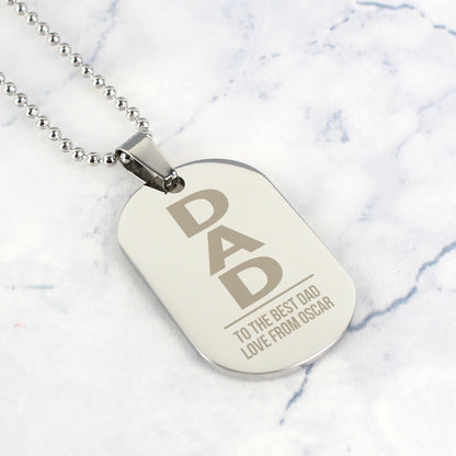 Personalised Dad Stainless Steel Dog Tag Necklace - Personalise It!