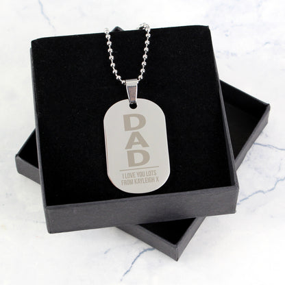 Personalised Dad Stainless Steel Dog Tag Necklace - Personalise It!