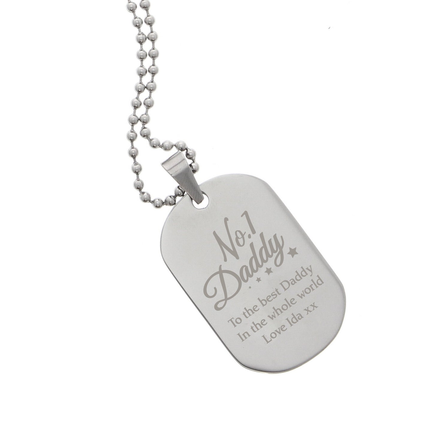 Personalised No.1 Daddy Stainless Steel Dog Tag Necklace - Personalise It!