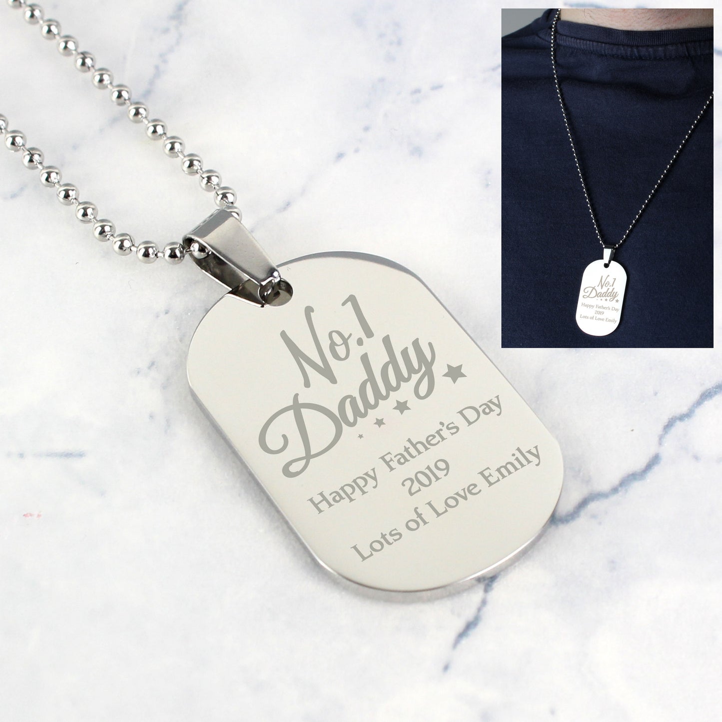 Personalised No.1 Daddy Stainless Steel Dog Tag Necklace - Personalise It!