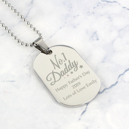Personalised No.1 Daddy Stainless Steel Dog Tag Necklace - Personalise It!