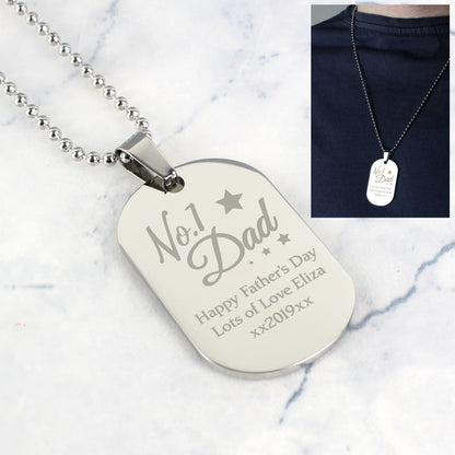 Personalised No.1 Dad Stainless Steel Dog Tag Necklace - Personalise It!