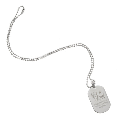 Personalised No.1 Dad Stainless Steel Dog Tag Necklace - Personalise It!