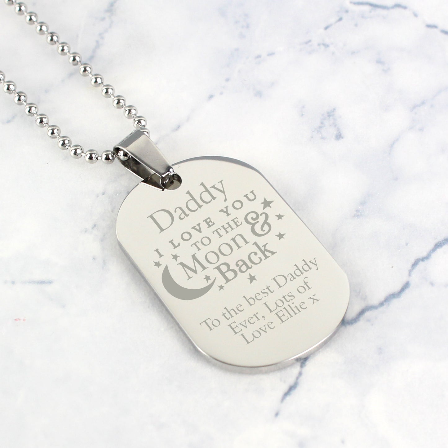 Personalised 'To The Moon & Back...' Stainless Steel Dog Tag Necklace - Personalise It!