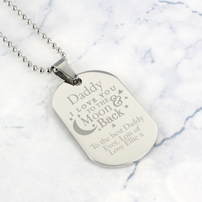 Personalised 'To The Moon & Back...' Stainless Steel Dog Tag Necklace - Personalise It!
