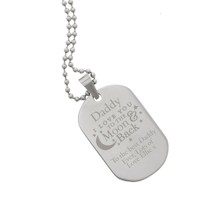 Personalised 'To The Moon & Back...' Stainless Steel Dog Tag Necklace - Personalise It!