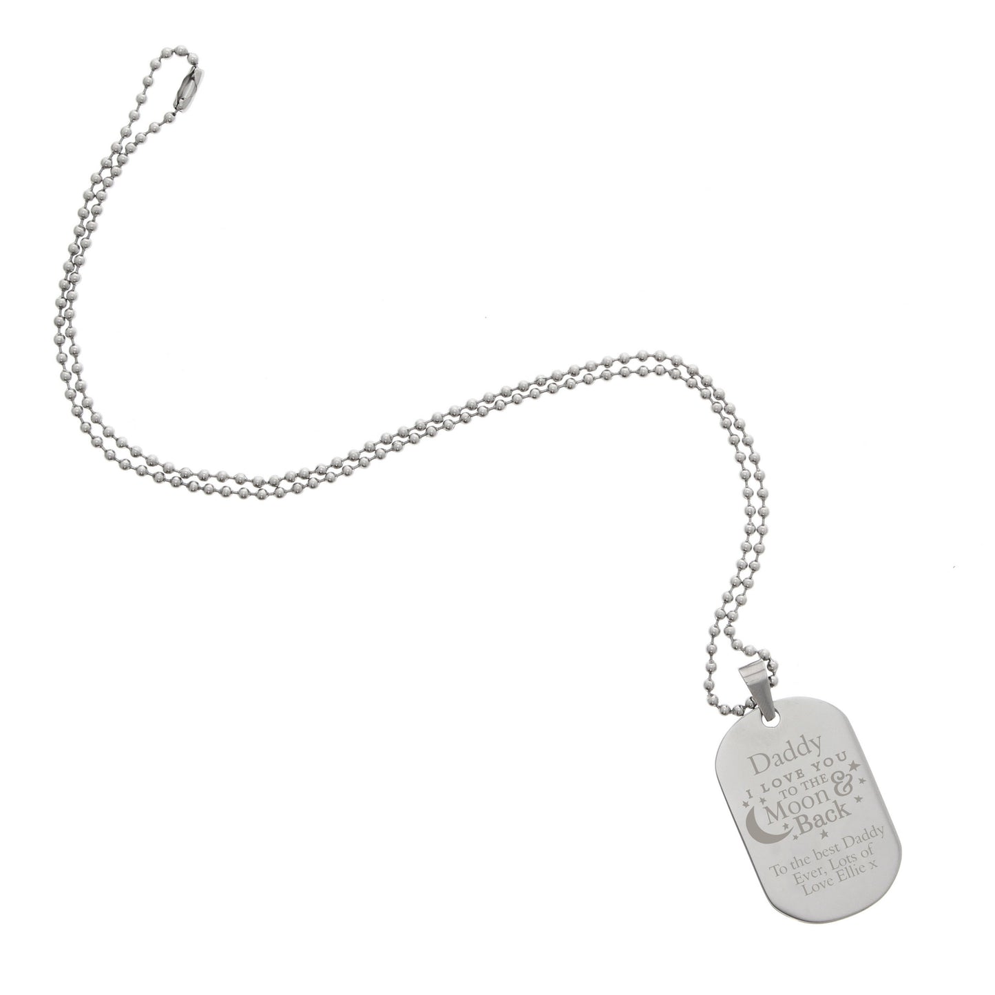 Personalised 'To The Moon & Back...' Stainless Steel Dog Tag Necklace - Personalise It!