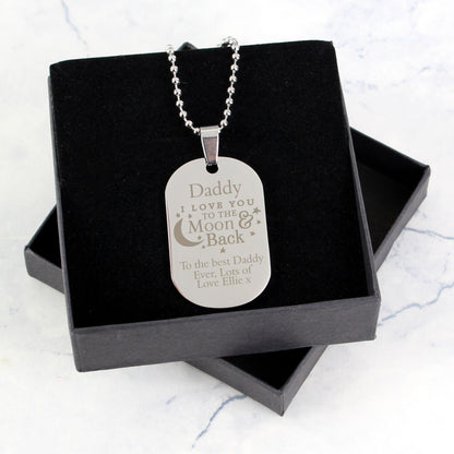 Personalised 'To The Moon & Back...' Stainless Steel Dog Tag Necklace - Personalise It!