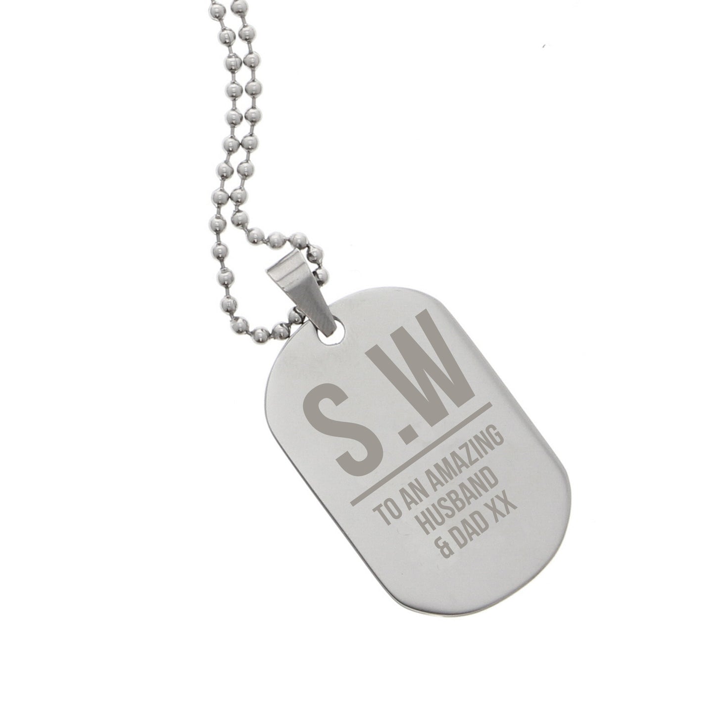 Personalised Initials Stainless Steel Dog Tag Necklace - Personalise It!