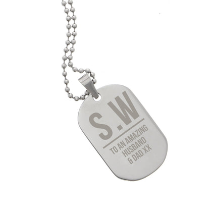 Personalised Initials Stainless Steel Dog Tag Necklace - Personalise It!