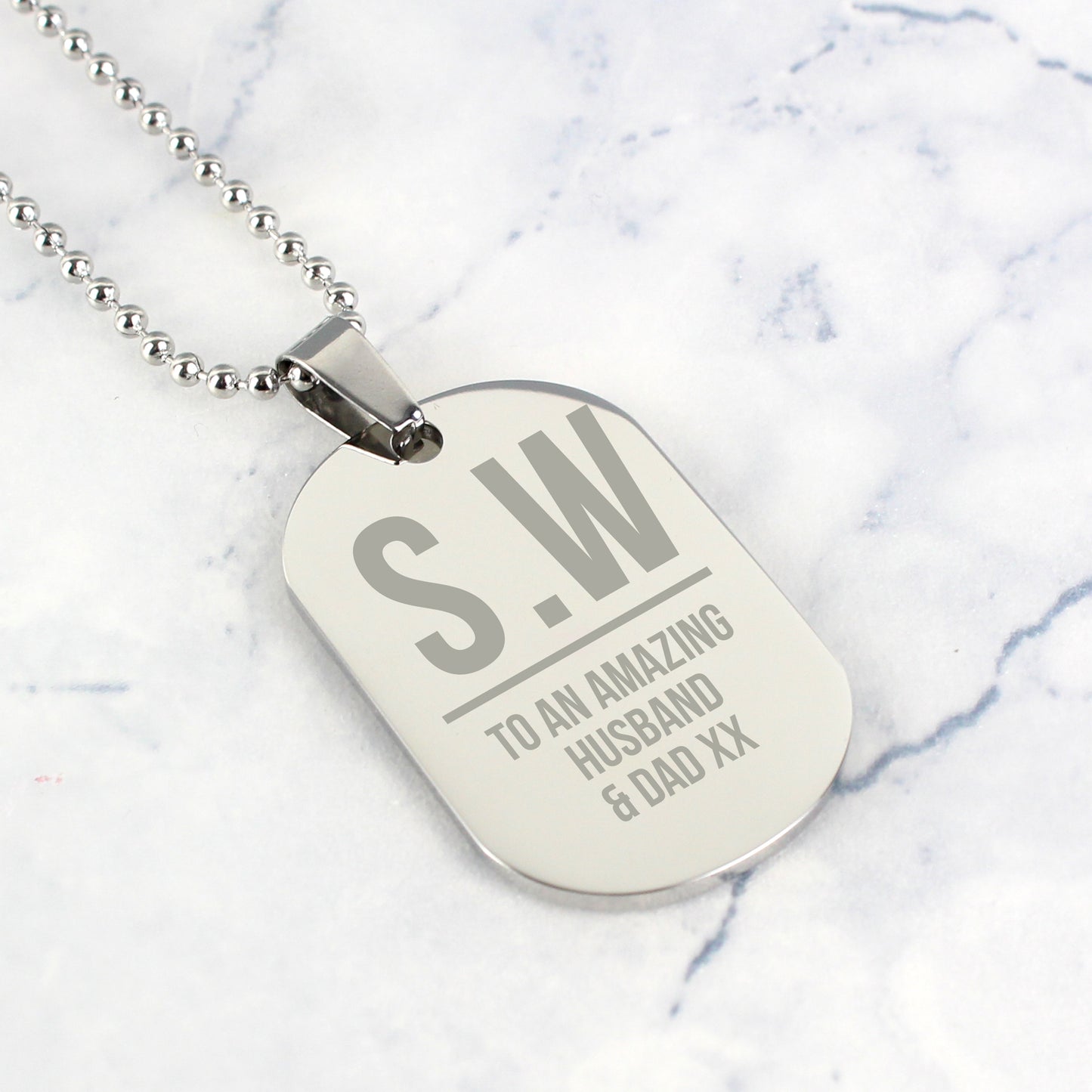Personalised Initials Stainless Steel Dog Tag Necklace - Personalise It!