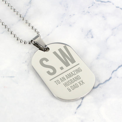 Personalised Initials Stainless Steel Dog Tag Necklace - Personalise It!
