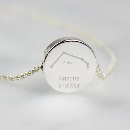 Personalised Aries Zodiac Star Sign Silver Tone Necklace (March 21st-April 19th) - Personalise It!