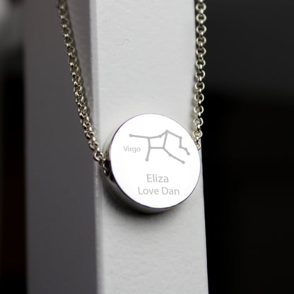 Personalised Virgo Zodiac Star Sign Silver Tone Necklace (August 23rd - September 22nd) - Personalise It!