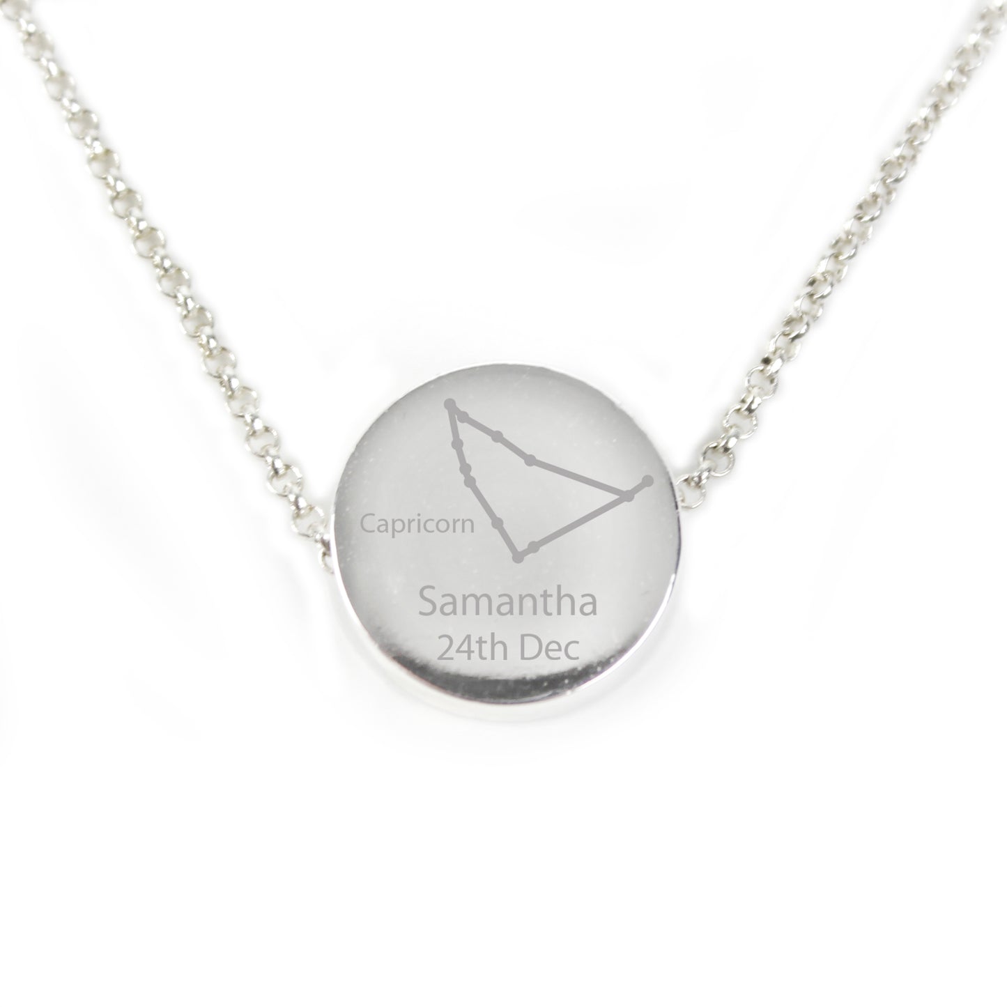 Personalised Capricorn Zodiac Star Sign Silver Tone Necklace (December 22nd - 19th January) - Personalise It!