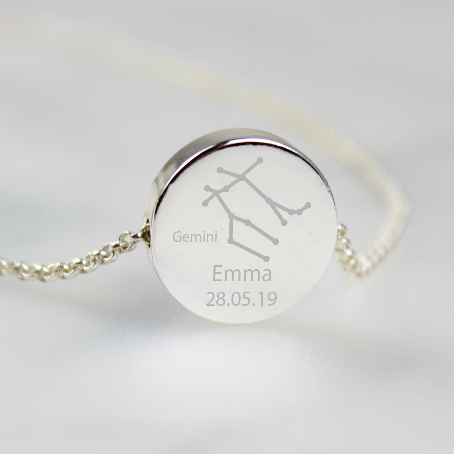 Personalised Gemini Zodiac Star Sign Silver Tone Necklace (May 21st - June 20th) - Personalise It!